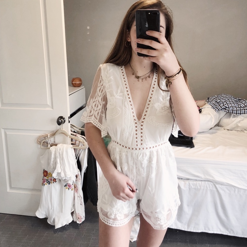 white lace romper